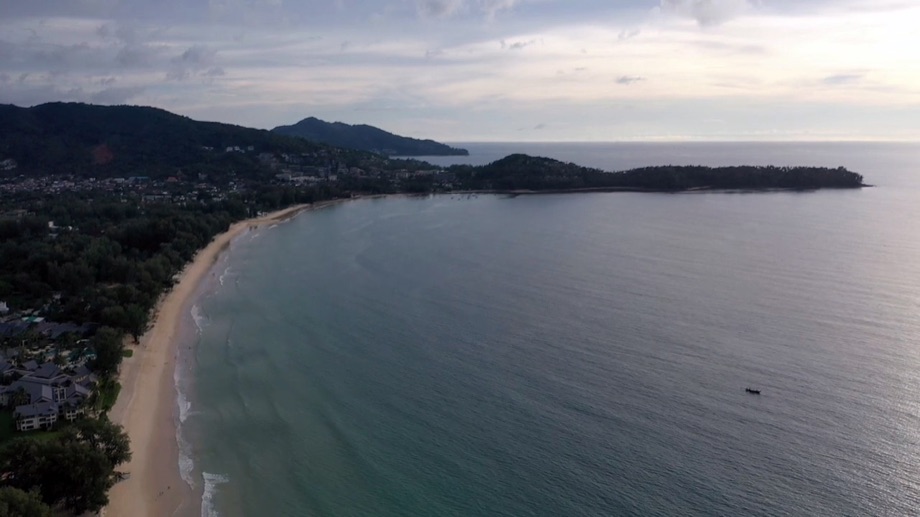 Vue aérienne de la plage de Bang Tao