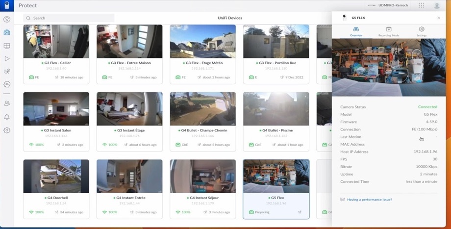 Après : connectée, 30 images par seconde, et l'image en direct